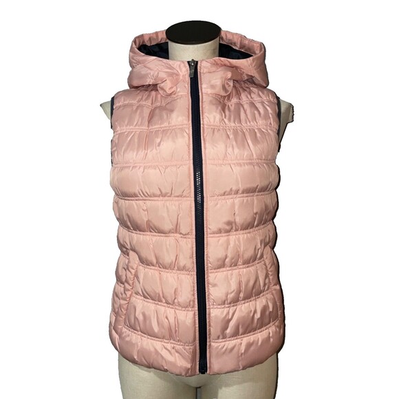 Lotto Italian Sport Design Women’s Pink Puffer Vest size M Hooded Fitted - Picture 1 of 9